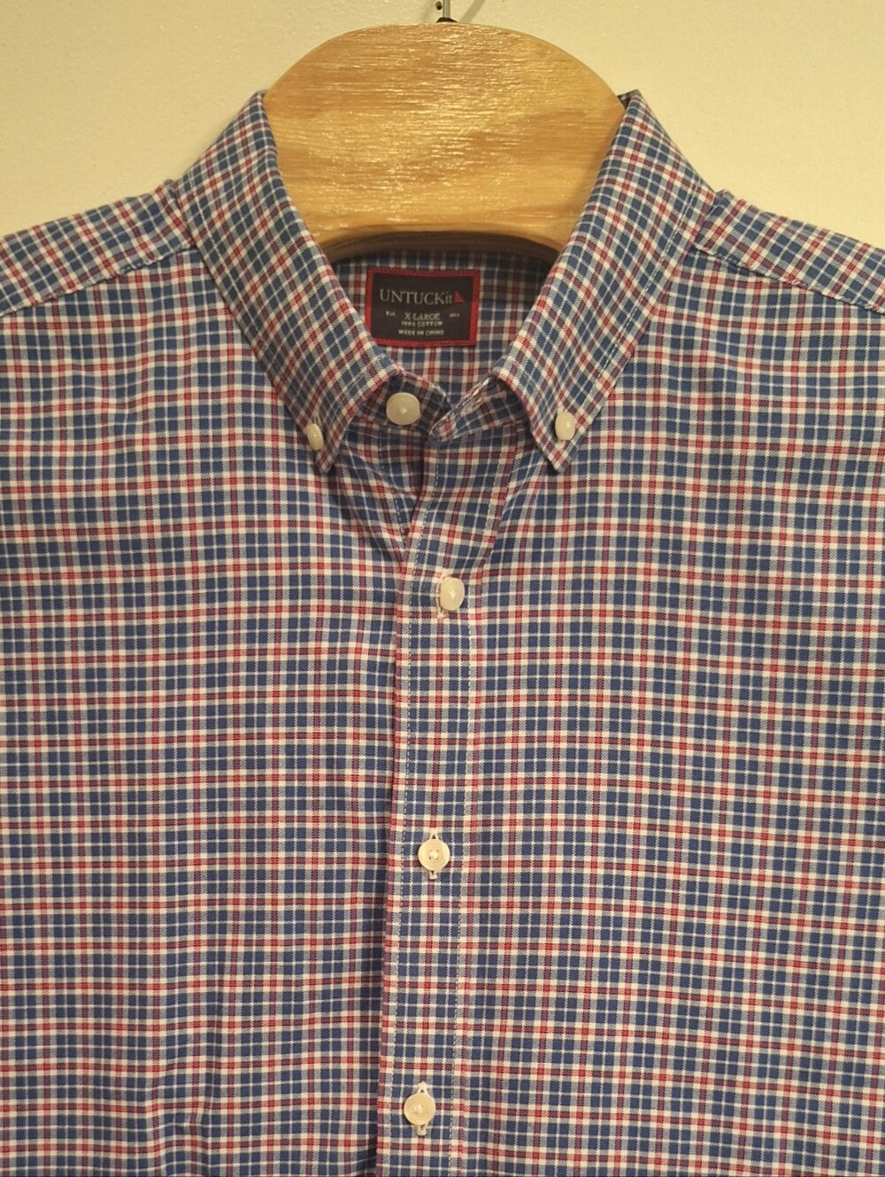 Untuckit‎ Long Sleeve XL Men's Button Down Shirt Red White & Blue 4th of July